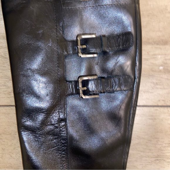 Jil Sander Black Leather Riding Boots with Silver Buckles - Picture 5 of 7